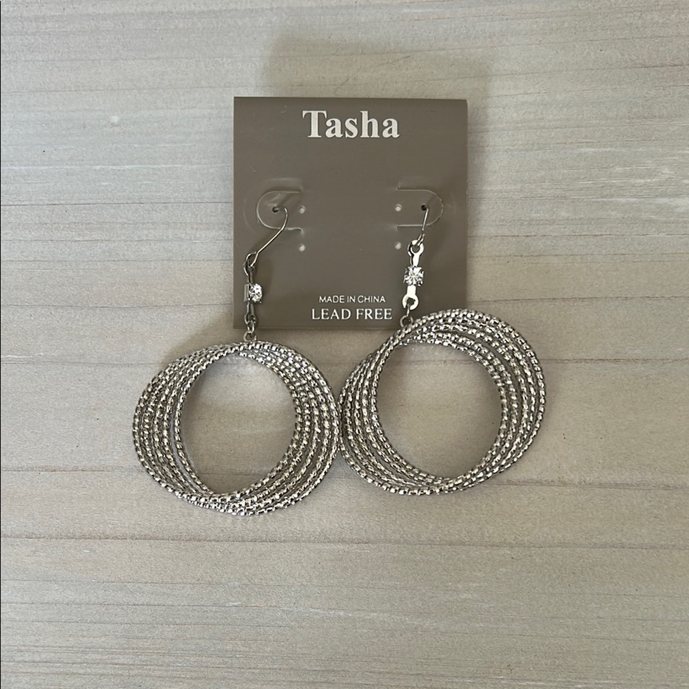 Tasha Silver textured Hoop Earrings